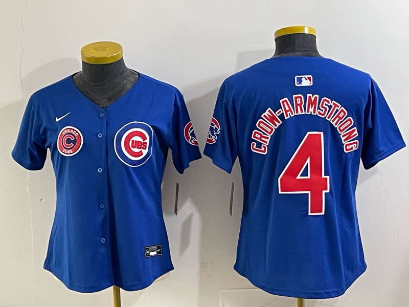 Youth Chicago Cubs #4 Crow-Armstrong Blue Nike MLB 2025 Jersey 003